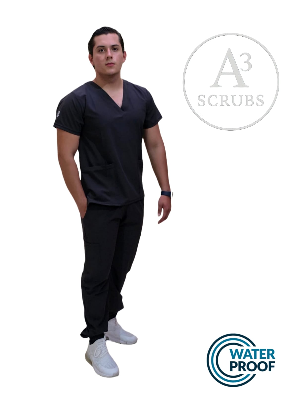 Pijama Quirúrgica Caballero Corte Jogger Color Gris Oxford