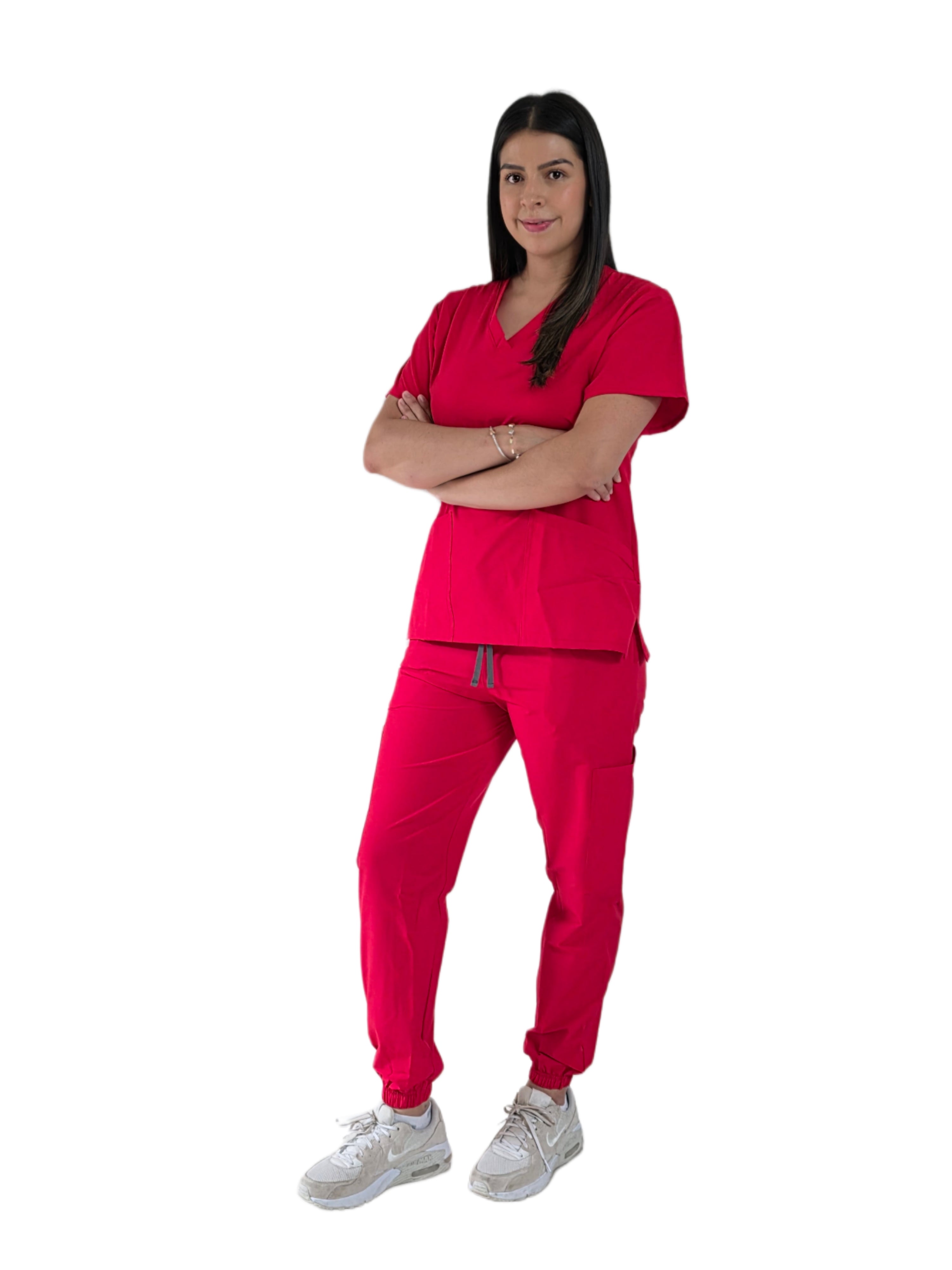 Pijama Quirúrgica Dama Corte Jogger Color Rojo